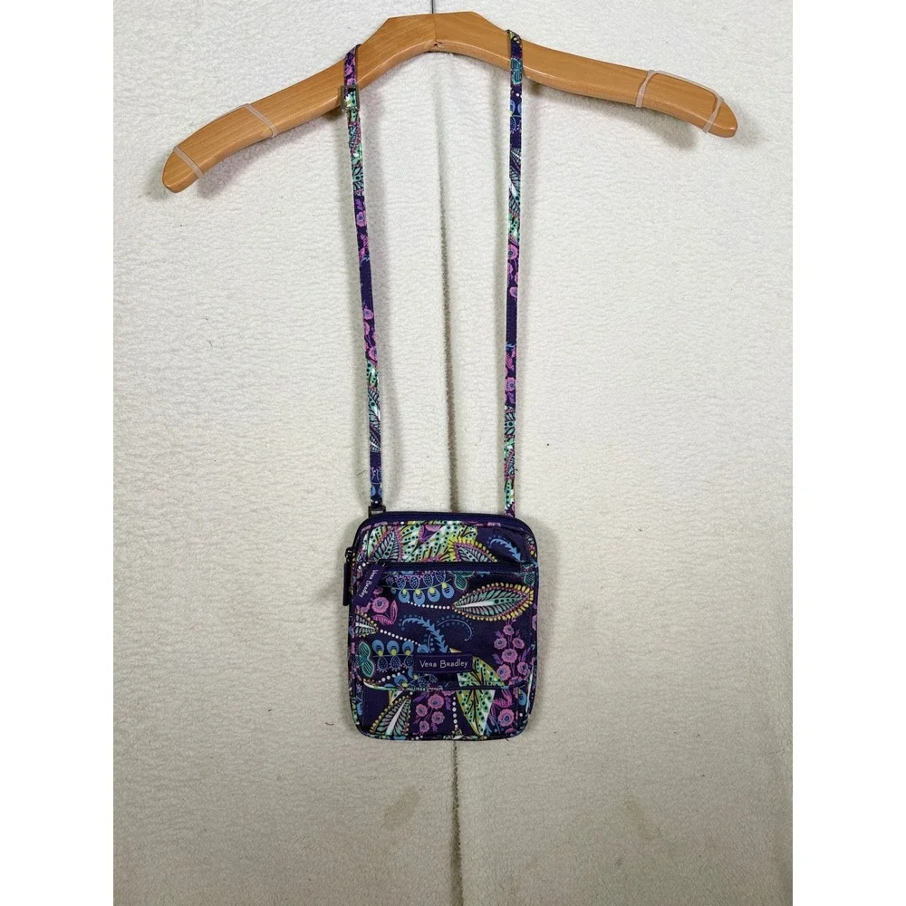Vera Bradley Purple Paisley Floral Batik Leaves Crossbody Bag